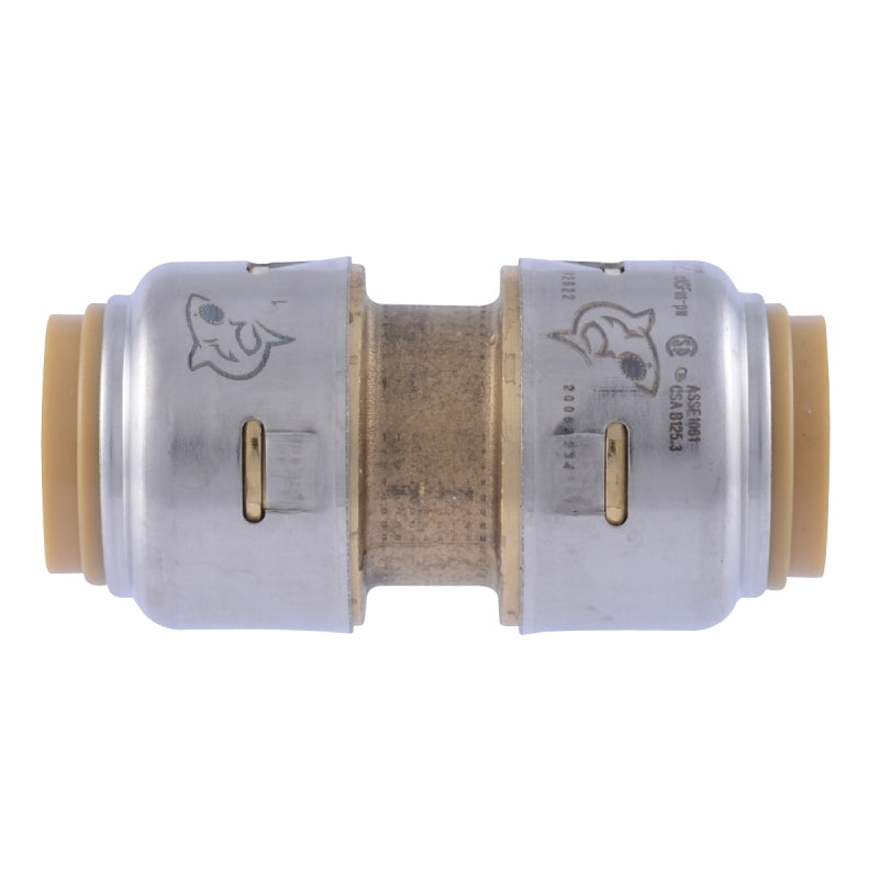SharkBite UR008A Pipe Coupling, 1/2 in, Brass, 250 psi Pressure