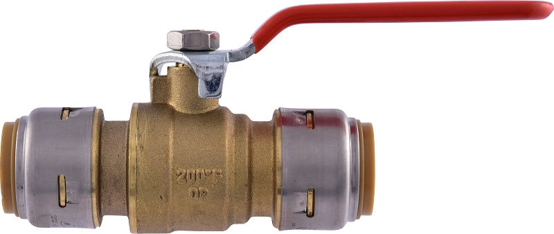 SharkBite UR22185A Ball Valve, 3/4 in Connection, Push-Fit, 200 psi Pressure, Brass Body