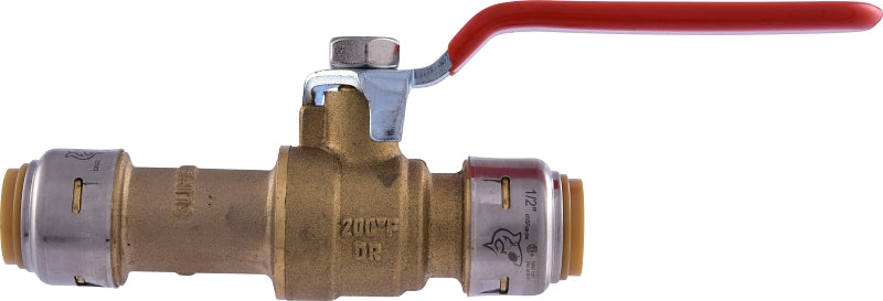 SharkBite UR24735 Ball Valve, 1/2 in Connection, Slip-Joint, 250 psi Pressure, Brass Body