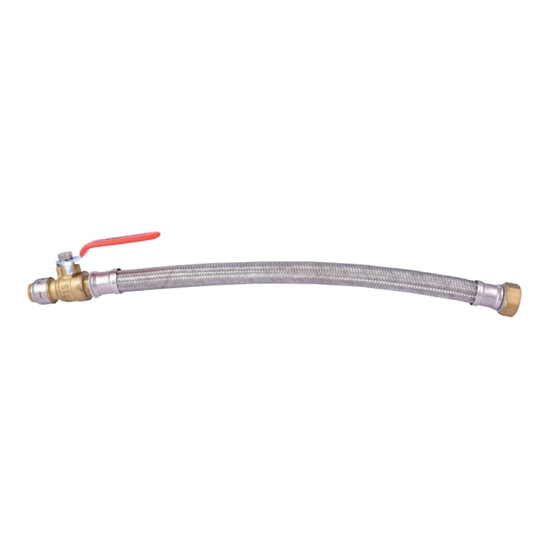 SharkBite UR3068FX18BV Braided Flexible Water Heater Connector, 1/2 x 3/4 in, BV x FIP, Brass/Stainless Steel, 18 in L