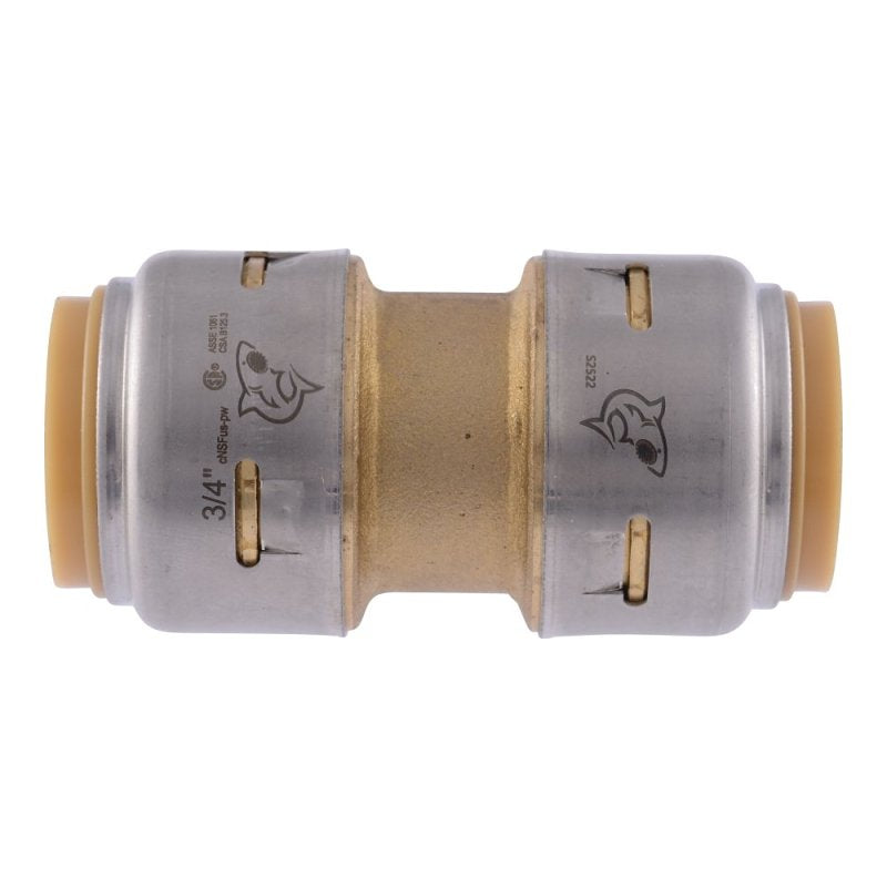 SharkBite Max Series UR016A4 Pipe Coupling, 3/4 in, Brass, 250 psi Pressure