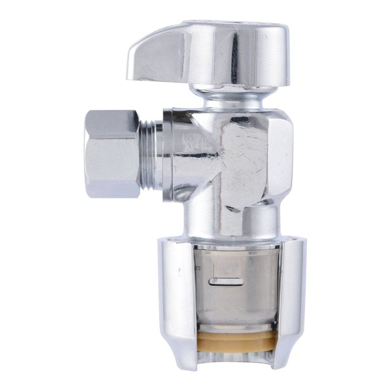SharkBite Max Series UR23036 Angle Stop Ball Valve, 1/2 x 3/8 in Connection, Push-To-Connect x Compression