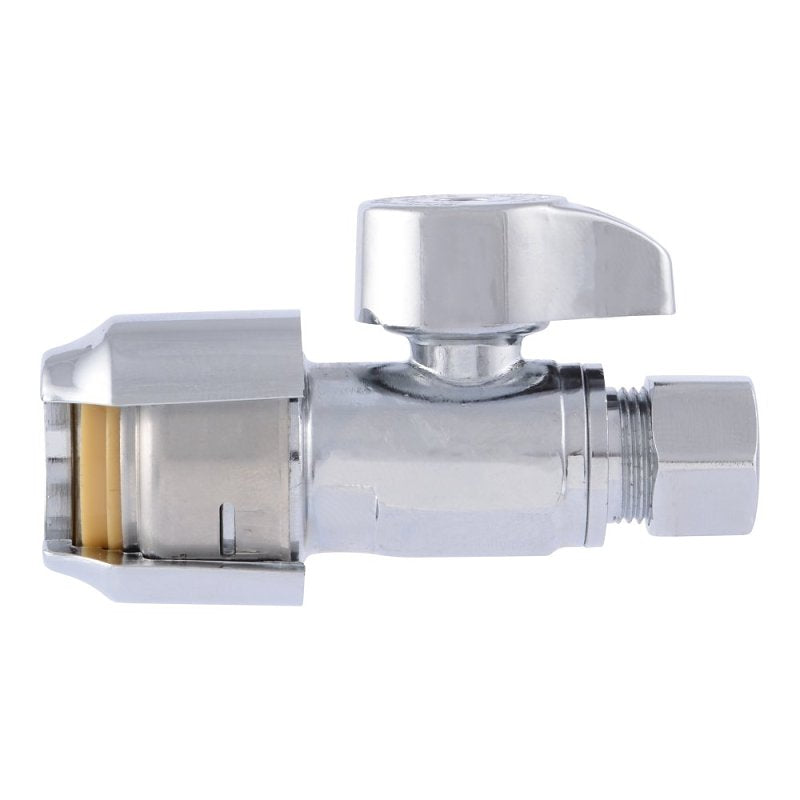 SharkBite Max Series UR23037 Straight Stop Ball Valve, 1/2 x 3/8 in Connection, Push-To-Connect x Compression