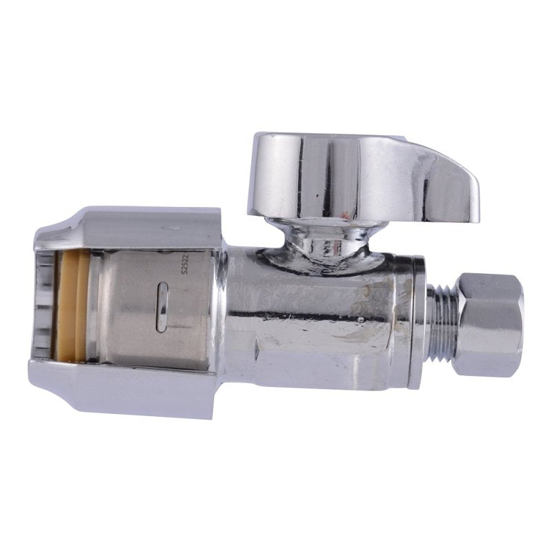 SharkBite Max Series UR23337 Straight Stop Ball Valve, 1/2 x 1/4 in Connection, Push-To-Connect x Compression