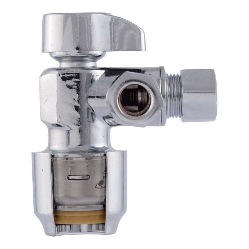 SharkBite Max Series UR25558 Dual Outlet Angle Stop Ball Valve, 1/2 x 3/8 x 3/8 in Connection, 125 psi Pressure