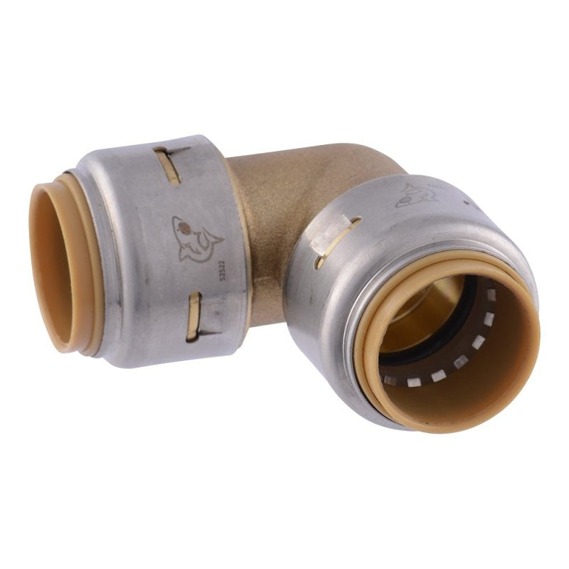 SharkBite Max Series UR256A Pipe Elbow, 3/4 in, 90 deg Angle, Brass, 250 psi Pressure
