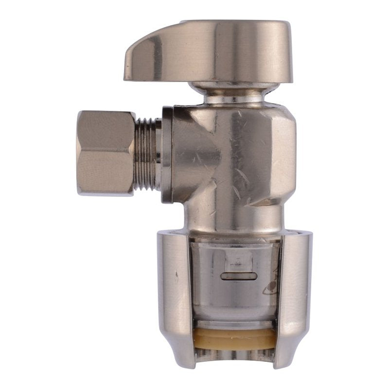 SharkBite Max Series UR23036BN Angle Stop Ball Valve, 1/2 x 3/8 in Connection, Push-To-Connect x Compression