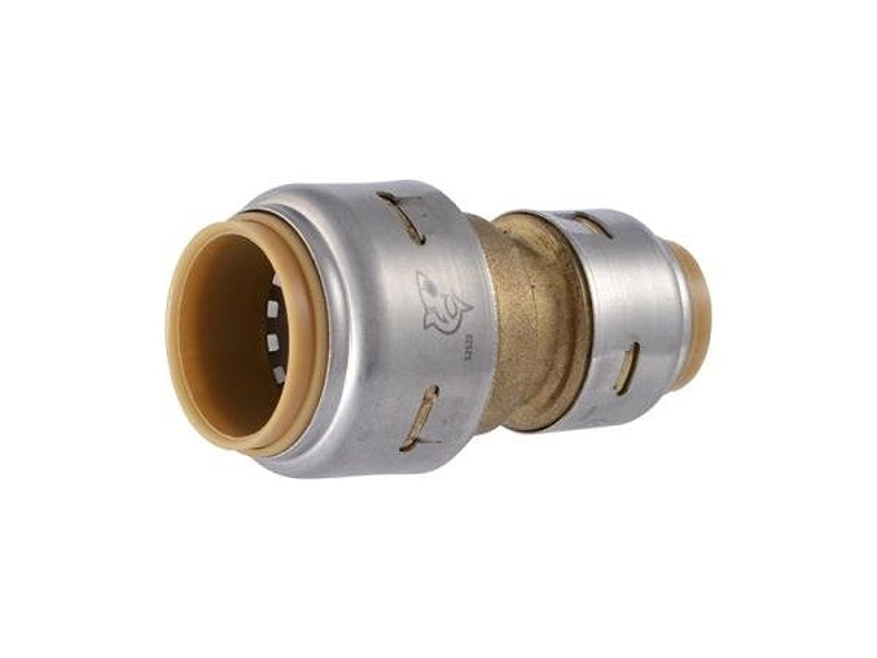 SharkBite Max Series UR058A Reducing Pipe Coupling, 1/2 x 3/4 in, Brass, 250 psi Pressure