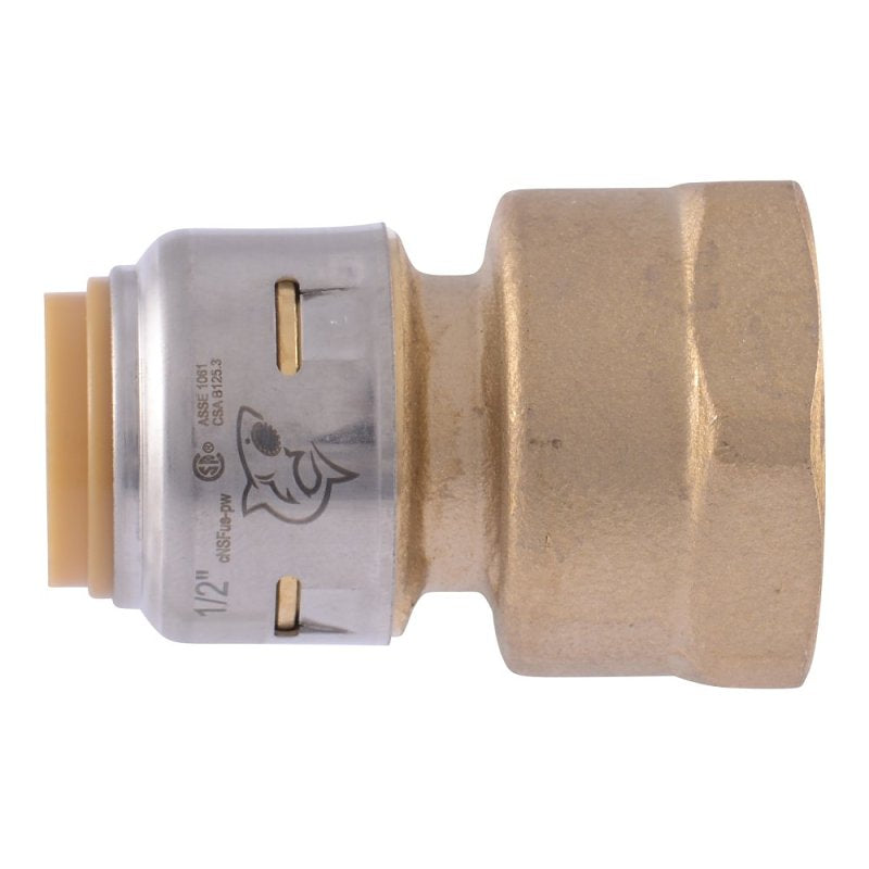 SharkBite Max Series UR068A Pipe Coupling, 1/2 x 3/4 in, Brass, 250 psi Pressure