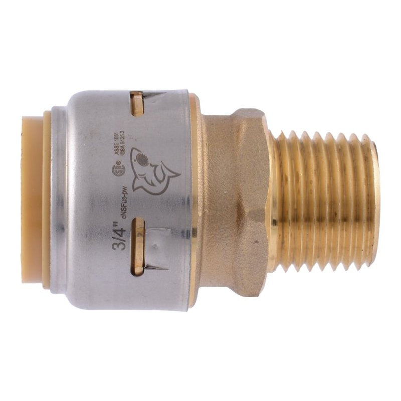 SharkBite Max Series UR138A Pipe Coupling, 1/2 x 3/4 in, Brass, 250 psi Pressure