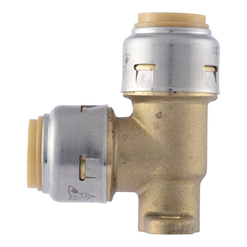 SharkBite Max Series UR249A Drop Ear Elbow, 1/2 in, 90 deg Angle, Brass, 250 psi Pressure