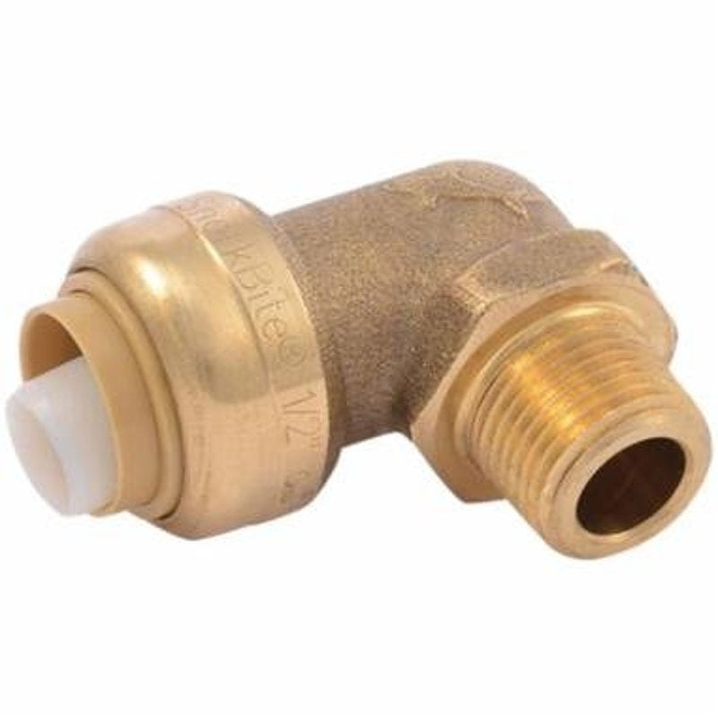 SharkBite UR281A Dishwasher Elbow, 1/2 x 3/8 in, PTC x MNPT, Brass