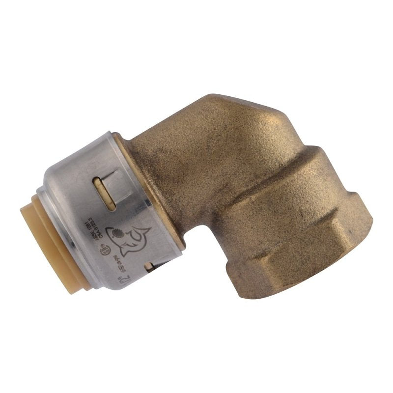 SharkBite UR308A Adapter Elbow, 1/2 in, 90 deg Angle, Brass, 200 psi Pressure
