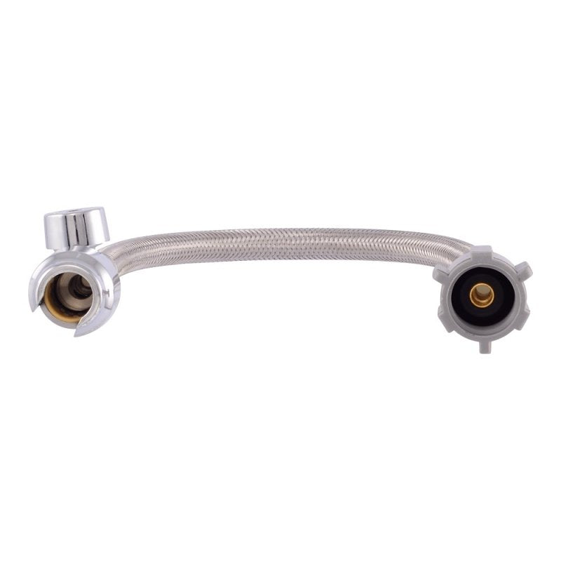 SharkBite UR24686 Toilet Connector with Straight Stop Valve, 1/2 in Inlet, PTC Inlet, 7/8 in Outlet, Ballcock Outlet