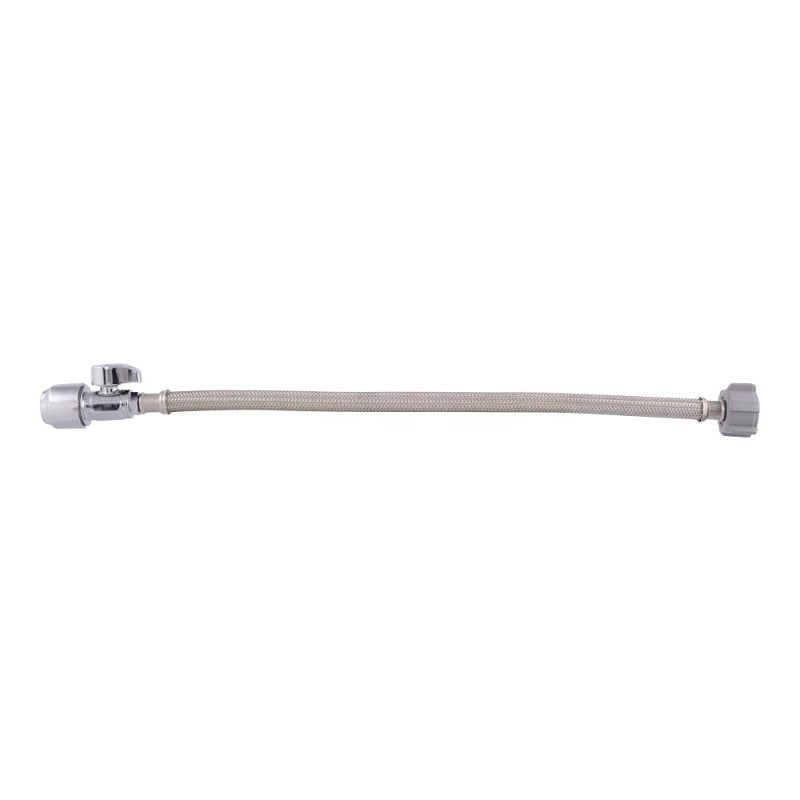 SharkBite UR24686 Toilet Connector with Straight Stop Valve, 1/2 in Inlet, PTC Inlet, 7/8 in Outlet, Ballcock Outlet