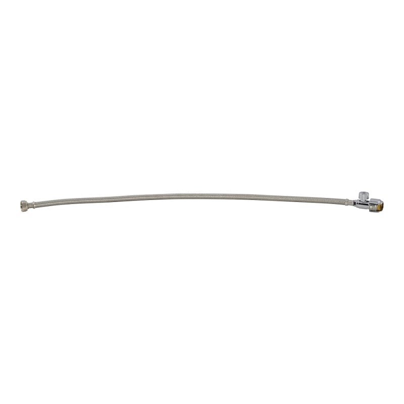 SharkBite UR24687 Braided Faucet Connector with Straight Stop Valve, 1/2 in Inlet, Push-Fit Inlet, 1/2 in Outlet, 30 in Length