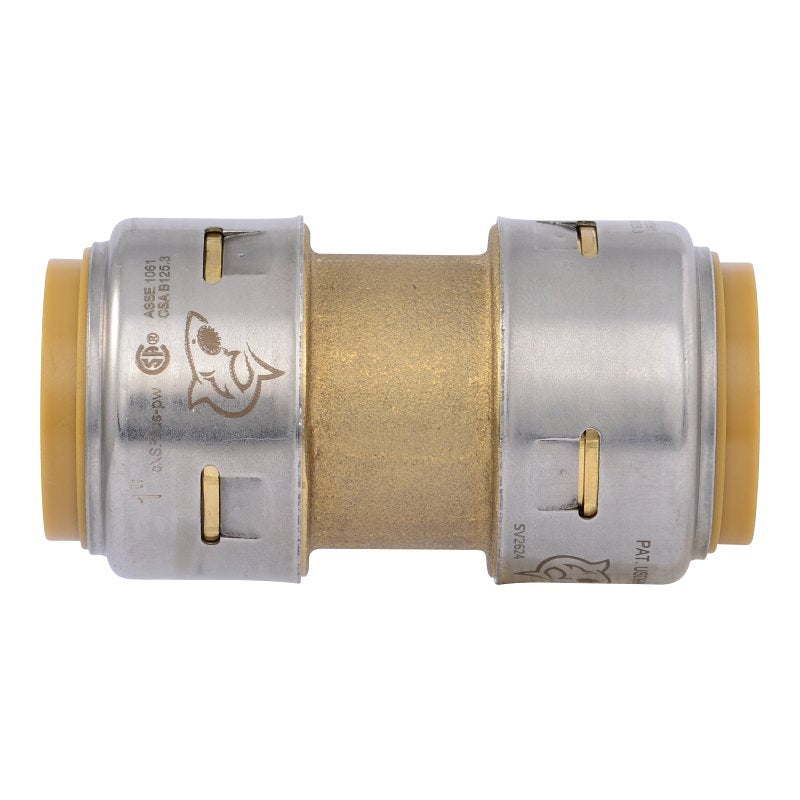 SharkBite Max Series UR020A Push-to-Connect Coupling, 1 in, Brass/Stainless Steel, 400 psi Pressure