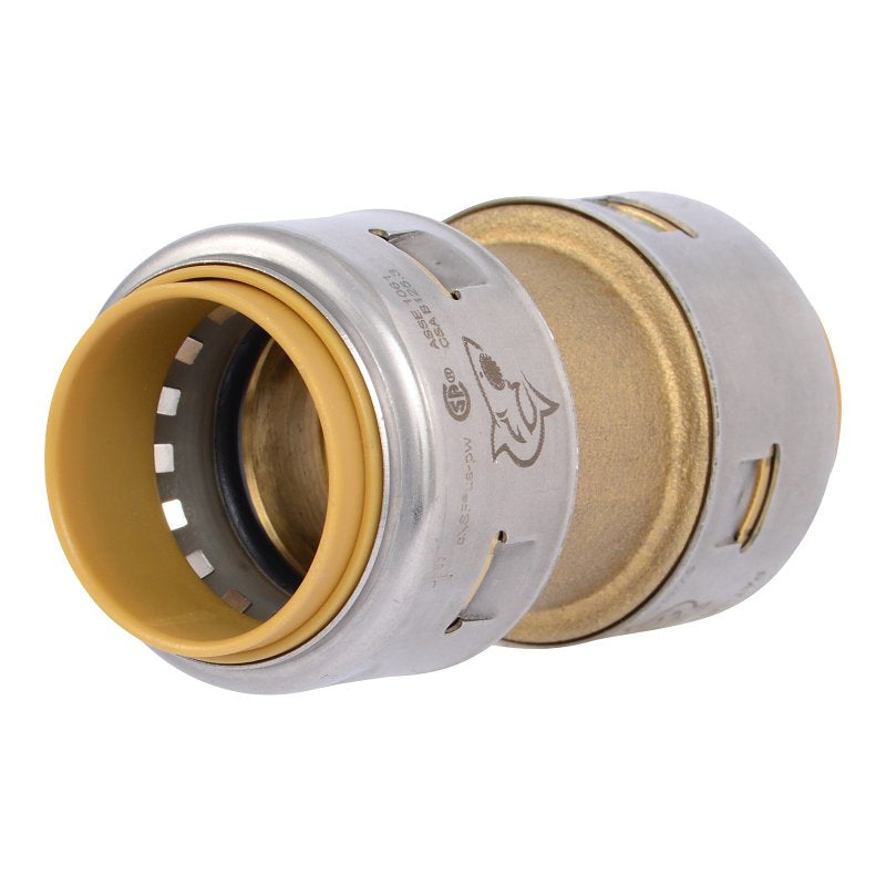 SharkBite Max Series UR020A Push-to-Connect Coupling, 1 in, Brass/Stainless Steel, 400 psi Pressure
