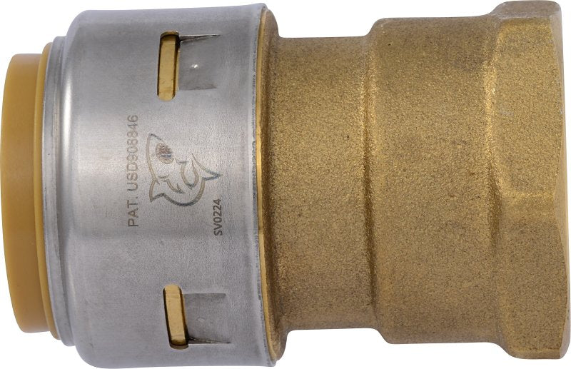 SharkBite Max Series UR094A Adapter, 1 in, Push-To-Connect x FNPT, Brass/Stainless Steel, 400 psi Pressure