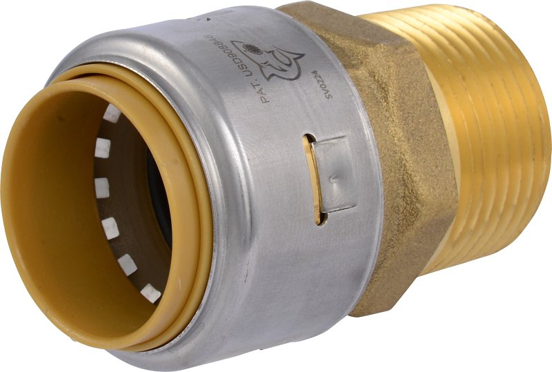 SharkBite Max Series UR140A Adapter, 1 in, Push-To-Connect x MNPT, Brass/Stainless Steel, 400 psi Pressure