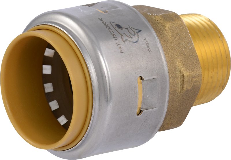 SharkBite Max Series UR142A Adapter, 1 x 3/4 in, Push-To-Connect x MNPT, Brass/Stainless Steel, 400 psi Pressure