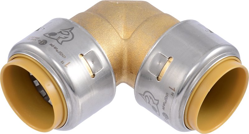 SharkBite Max Series UR260A Push-to-Connect Elbow, 1 in, 90 deg Angle, Brass/Stainless Steel, 400 psi Pressure