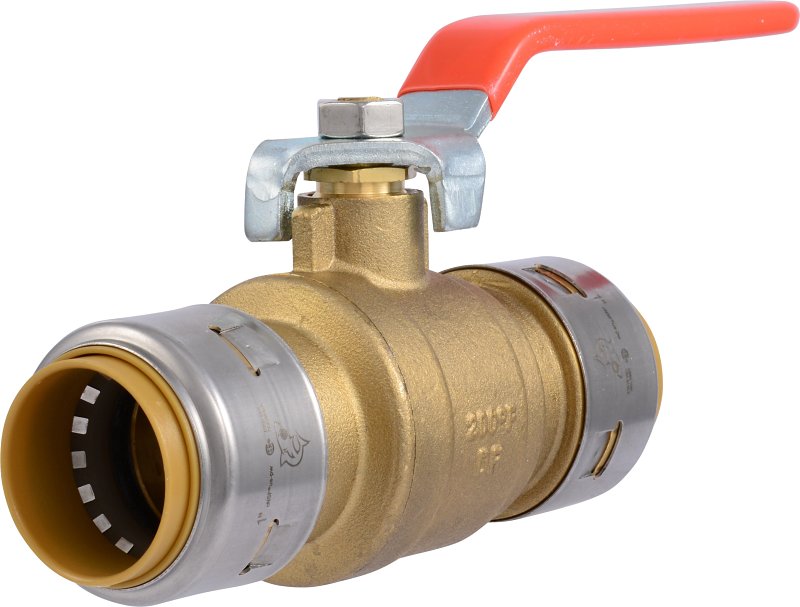 SharkBite Max Series UR22223A Ball Valve, 1 in Connection, Push-To-Connect, 400 psi Pressure, Brass/Stainless Steel Body