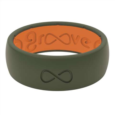 Groove Life Men's Edge Round Green/Orange Ring Silicone Water Resistant Size 11