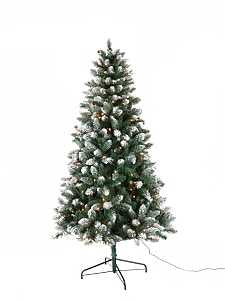 Hometown Holidays 50766 Pre-Lit Frosted Tree, 6-1/2 ft H, Spruce Family, 110 V, Mini Bulb, Clear Light