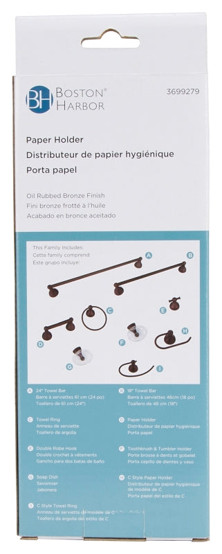 Boston Harbor L5056-50-10-3L Paper Holder, Polypropylene/Zinc, Oil-Rubbed Bronze, Wall