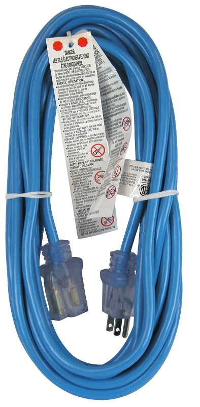 PowerZone ORCW511725 Extension Cord, 14 AWG Cable, 5-15P Grounded Plug, 5-15R Grounded Receptacle, 25 ft L, 125 V, Blue