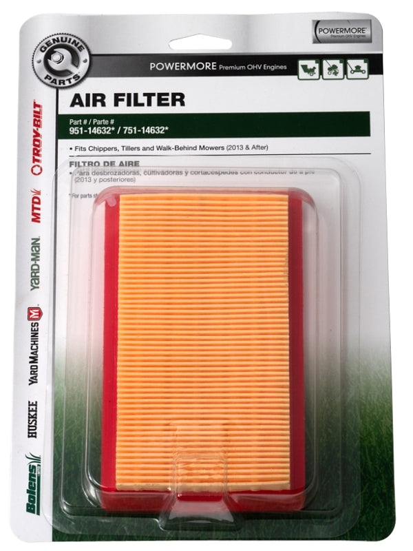 MTD Genuine Parts 490-200-M075 Air Filter, 1.88 in H x 6.63 in W x 9.25 in D