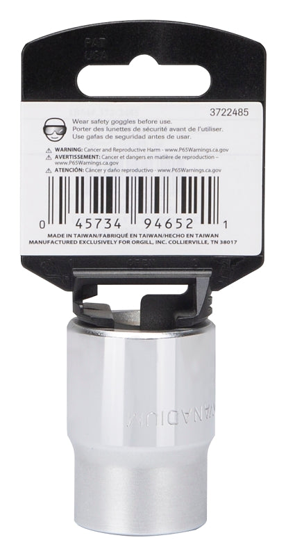 Vulcan MT-SS6028 Drive Socket, 7/8 in Socket, 3/4 in Drive, 12-Point, Chrome Vanadium Steel, Chrome