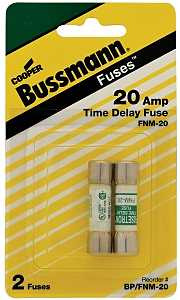 Bussmann BP/FNM-20 Series Time Delay Fuse, 20 A, 250 V, 10 kA Interrupt, Melamine Body