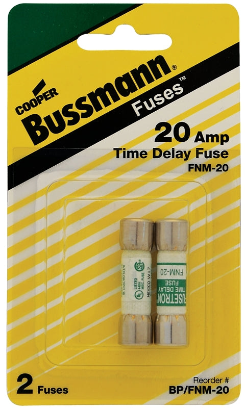 Bussmann FNM Series BP/FNM-20 Fuse, 20 A, 250 V, 10 kA Interrupt, Fiber Body, FNM, Low Voltage, Time Delay Fuse