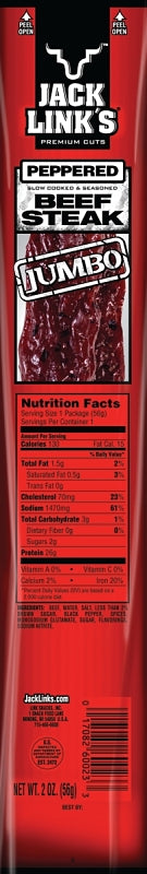 Jack Link's 06023 Snack, Pepper, 2 oz, Beef, Black Pepper, Pack of 12