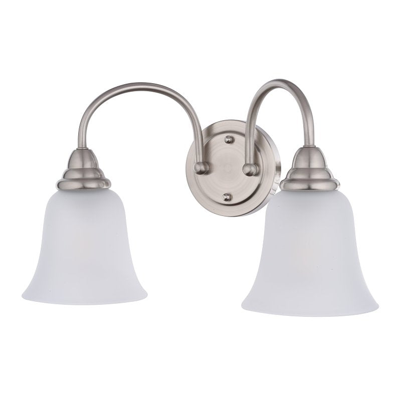 Boston Harbor LYB130928-2VL-BN Wall Sconce, 60 W, 2-Lamp, A19 or CFL Lamp, Steel Fixture, Brushed Nickel Fixture