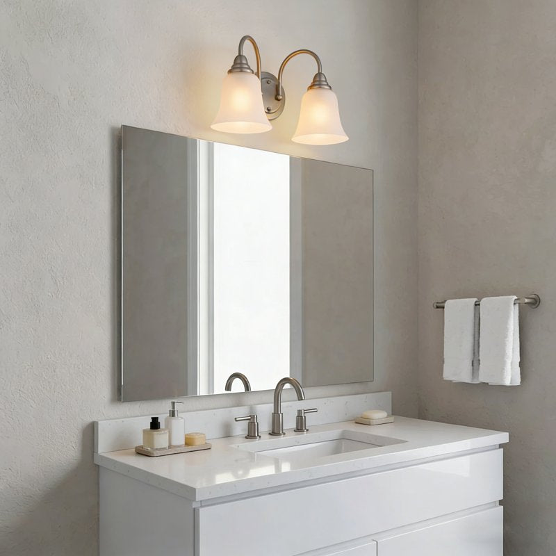 Boston Harbor LYB130928-2VL-BN Wall Sconce, 60 W, 2-Lamp, A19 or CFL Lamp, Steel Fixture, Brushed Nickel Fixture
