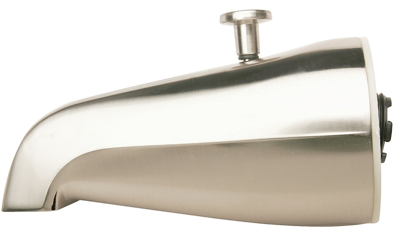 Plumb Pak PP825-31BN Bathtub Spout, 16.9 in L, 3/4 in Connection, IPS, Brushed Nickel