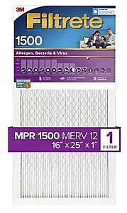 Filtrete 2001-4-HR Furnace Air Filter, 25 in L, 16 in W, 1-Pleat, 12 MERV, 12 MPR, Pack of 4
