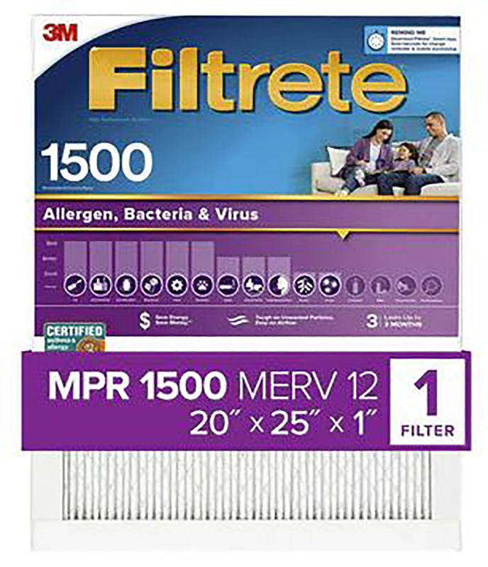 Filtrete 2003-4 Air Filter, 25 in L, 20 in W, 12 MERV, 1500 MPR, Pack of 4