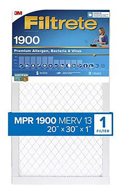 Filtrete UT22-4 Premium Air Filter, 20 in L, 30 in W, 13 MERV, 1900 MPR, Pack of 4