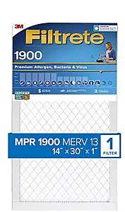 Filtrete UA24DC-4 Air Filter, 30 in L, 14 in W, 13 MERV, 1900 MPR, For: Air Conditioner, Furnace and HVAC System, Pack of 4