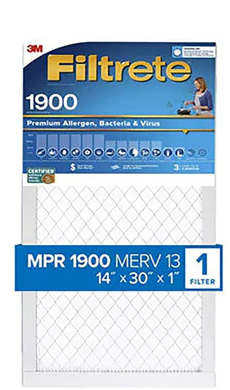 Filtrete UA24DC-4 Air Filter, 30 in L, 14 in W, 13 MERV, 1900 MPR, For: Air Conditioner, Furnace and HVAC System, Pack of 4