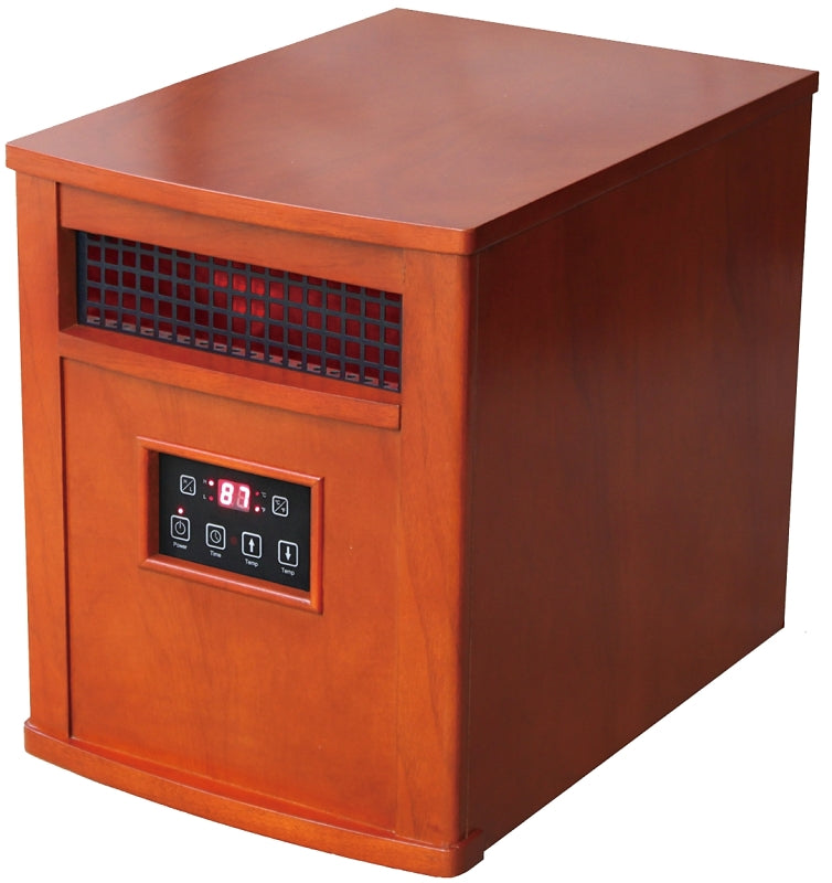 Comfort Glow Quartz Electric Heater, 15A, 120V, 1500W, 5120 BTU, 8 Elements, Auburn Oak Wood Cabinet