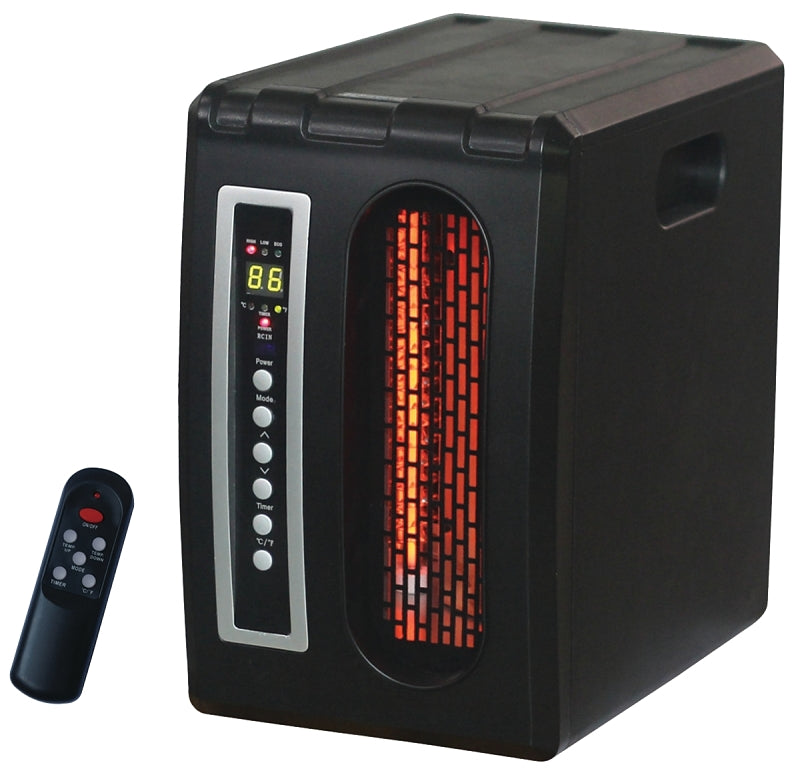 Comfort Glow Tabletop Infrared Quartz Heater, 15 A, 120 V, 1500 W, 5120 Btu, 1000 sq-ft Heating Area, Remote Control, Silver