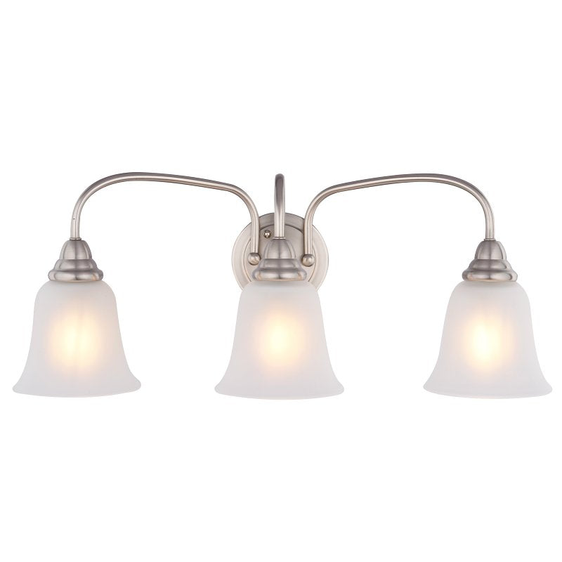 Boston Harbor LYB130928-3VL-BN Vanity Light Fixture, 60 W, 3-Lamp, CFL Lamp, Steel Fixture, Brushed Nickel Fixture