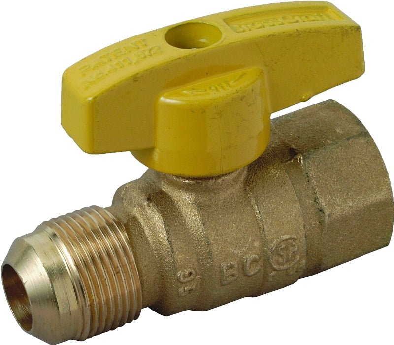 BrassCraft PSSC-60 Gas Ball Valve, 5/8 x 3/4 in Connection, Flare x FIP, 5 psi Pressure, Brass Body