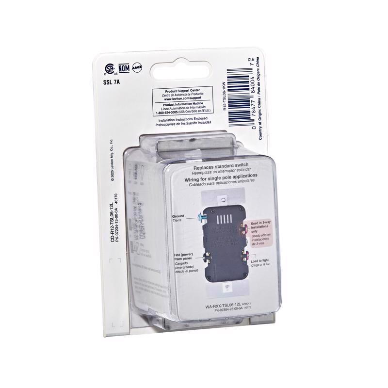 Leviton White 600 W Toggle Dimmer Switch 1 pk