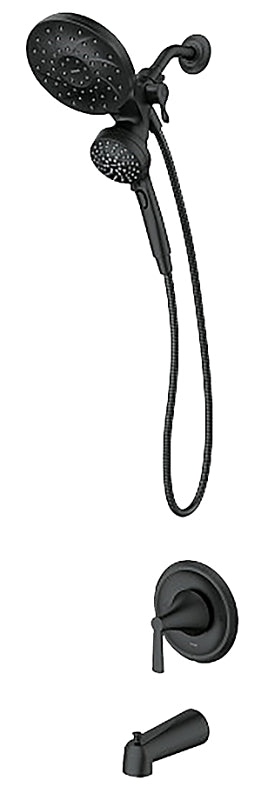 Moen Mikah Series 82310BL Tub/Shower Faucet, Standard Showerhead, 1.75 gpm Showerhead, 6-Spray Setting, 1-Handle